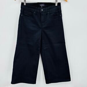 NYDJ Wide Leg Pedal Pusher Jeans Womens SIZE 00 BLACK Stretch NWOT